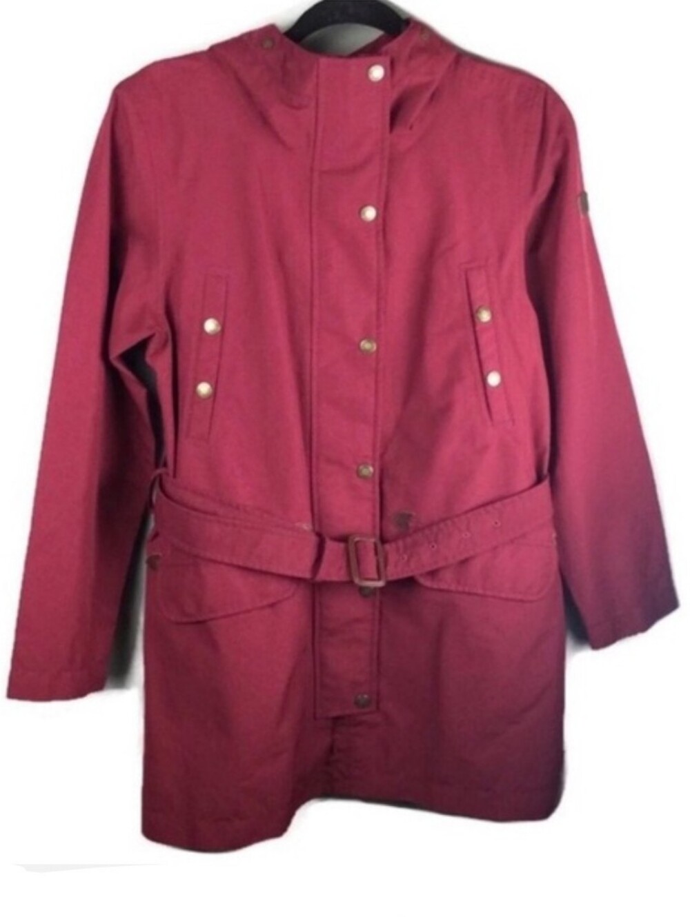Aigle Tronader Gore-Tex Belted Hooded Leather Accent Red Jacket Size Small